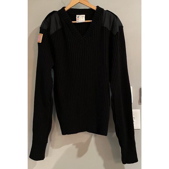 Stars and Stripes Woolover Sweater Military Security USA Made Large Note - Picture 1 of 8